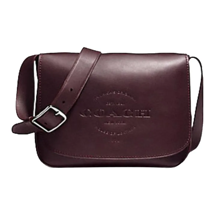 COACH Hudson Leather Flap Closure Adjustable Strap Shoulder Bag, Crossbody Bag Tubas Men's Ox Blood-0