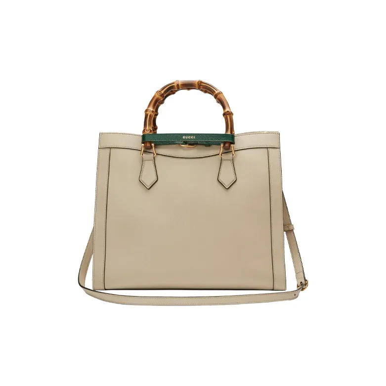 GUCCI Diana Leather Tote Bag Shoulder Bag Crossbody Bag Handbag Medium Size Unisex Greige-6