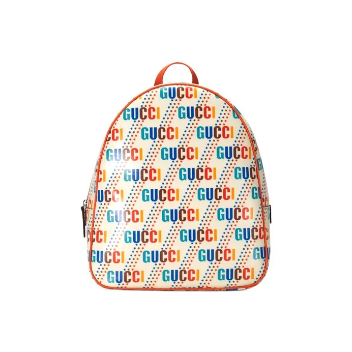 GUCCI Canvas With Leather Backpack Kids' Ecru/Orange-0