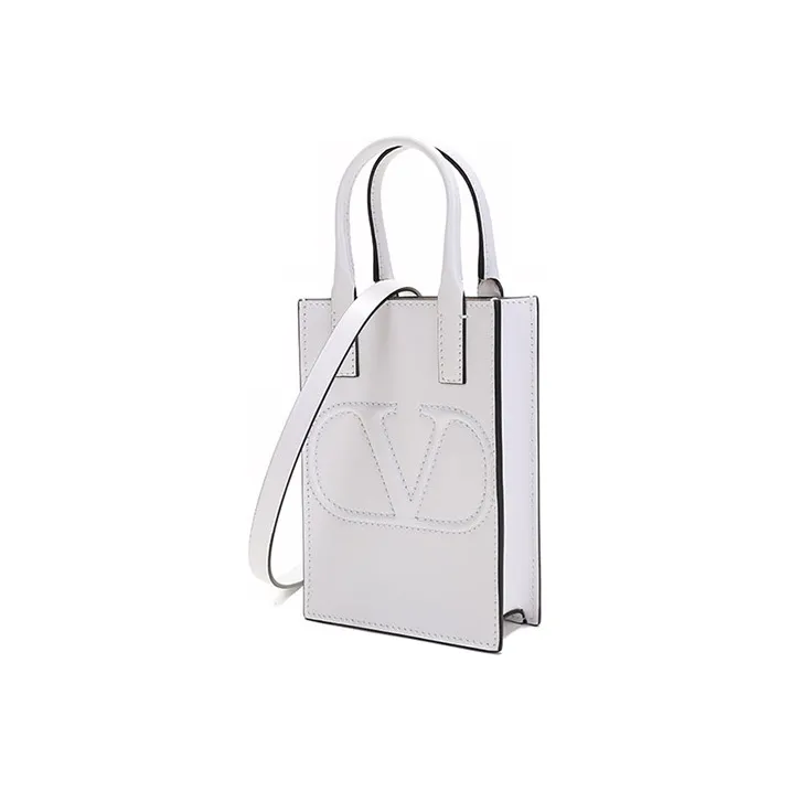 Valentino Leather Cell Phone Pouch Portable Crossbody Bag Shoulder Bag Women's White-1