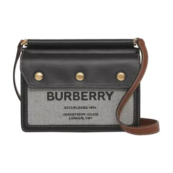 Burberry HorseferryTitle Canvas With Leather Messenger Bag Shoulder Bag Crossbody Bag Mini Women's Black/Tan