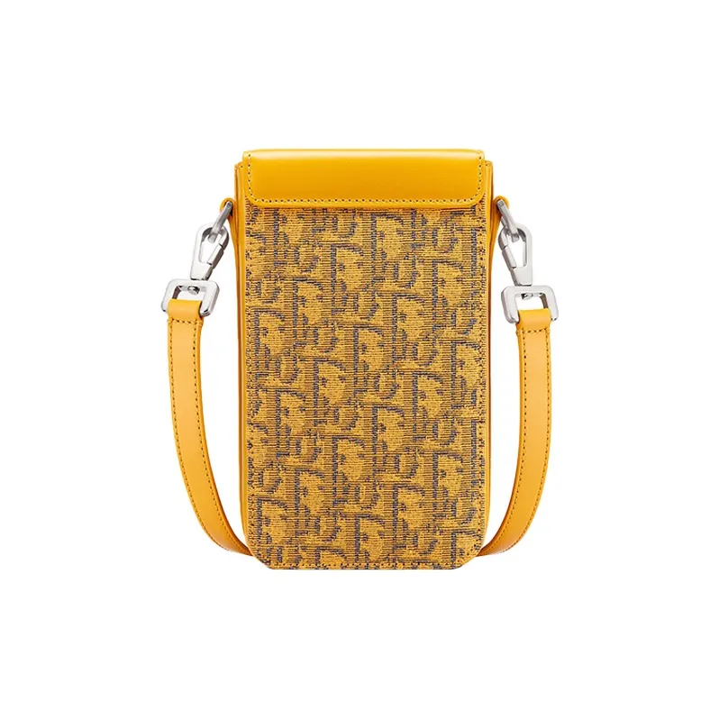 DIOR Lock Canvas With Leather Vertical Cell Phone Pouch, Shoulder Bag, Crossbody Bag Regular Men's Gold-2