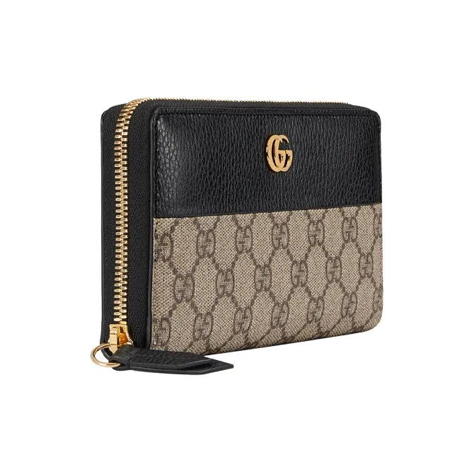 GUCCI Marmont Canvas With Leather Wallet Women's Ebony/Black-1