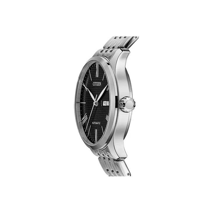 CITIZEN Mechanical Movement Stainless Steel Strap Watch Men's Watch Black Dial-3