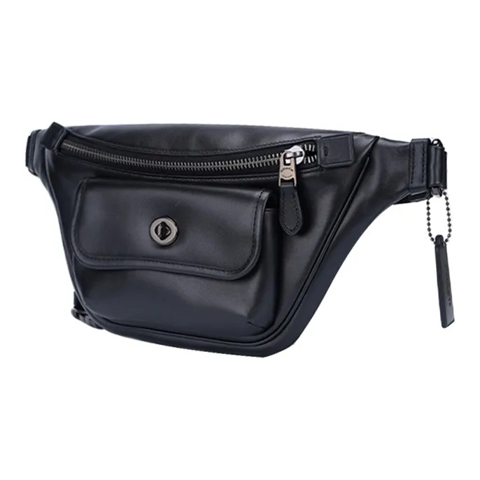 COACH Cow Leather Crossbody Fanny Pack Large Size Men's Black-1