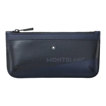 MONTBLANC Leather Toiletry Bag Pen Pouch Clutch Small Size Men's Blue Black