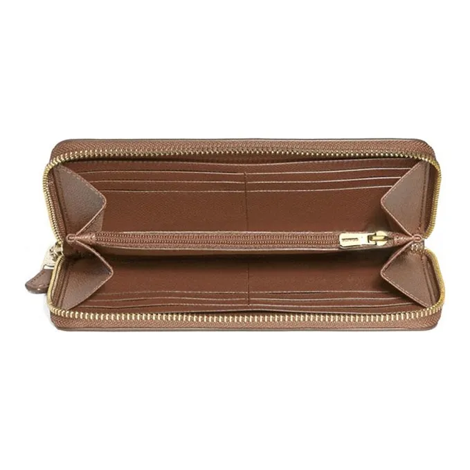 COACH Accordion Zip Cow Leather Wallet Women's Saddle-1
