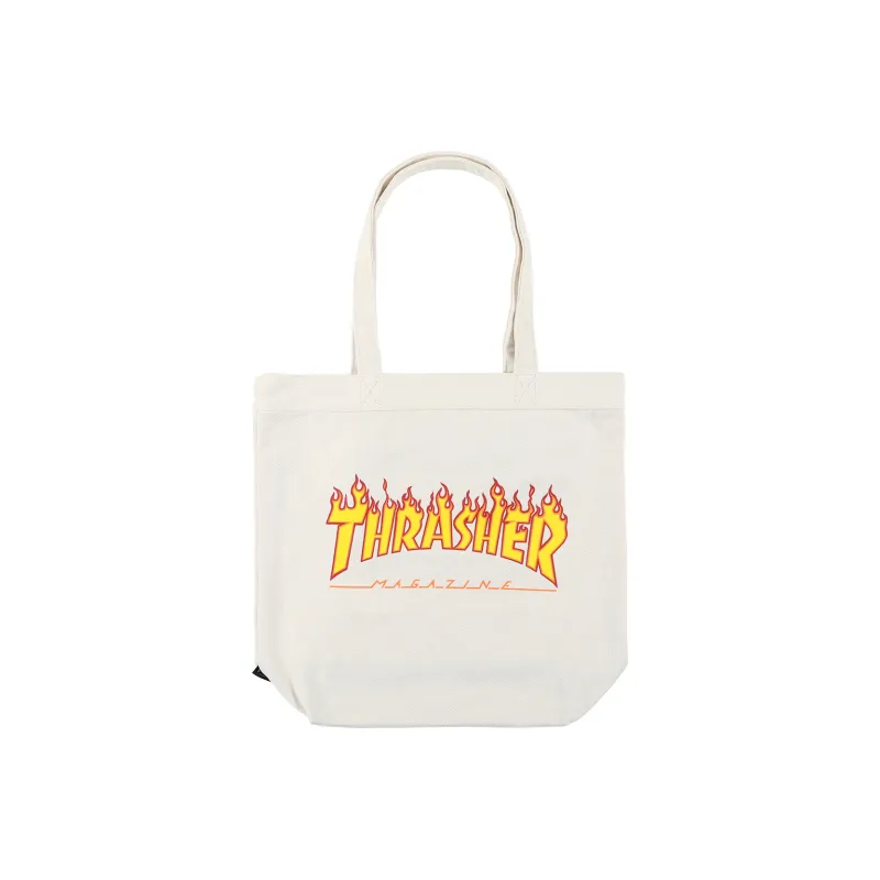 Thrasher Cotton Tote Bag Shoulder Bag Unisex White-0