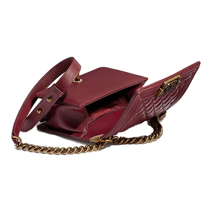CHANEL Cow Leather Flap Bag Shoulder Bag Trumpets Women's Burgundy-2