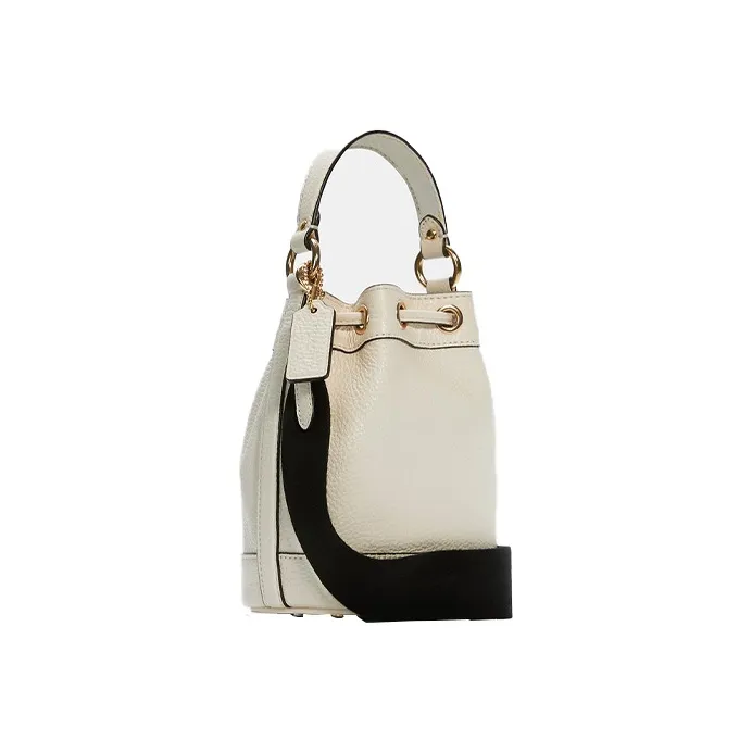 COACH Dempsey Refined Pebble Leather Bucket Bag, Shoulder Bag, Crossbody Bag, Handbag Trumpets Women's White-1