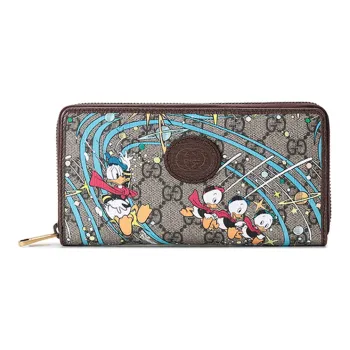 GUCCI Disney Collaboration Canvas With Leather Wallet Unisex Brown/Beige/Wood Brown