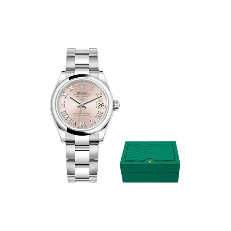 ROLEX Log Series Automatic Mechanical Movement Unisex Watch 31mm Pink Watch Dial Oystersteel Case Oystersteel Strap-1