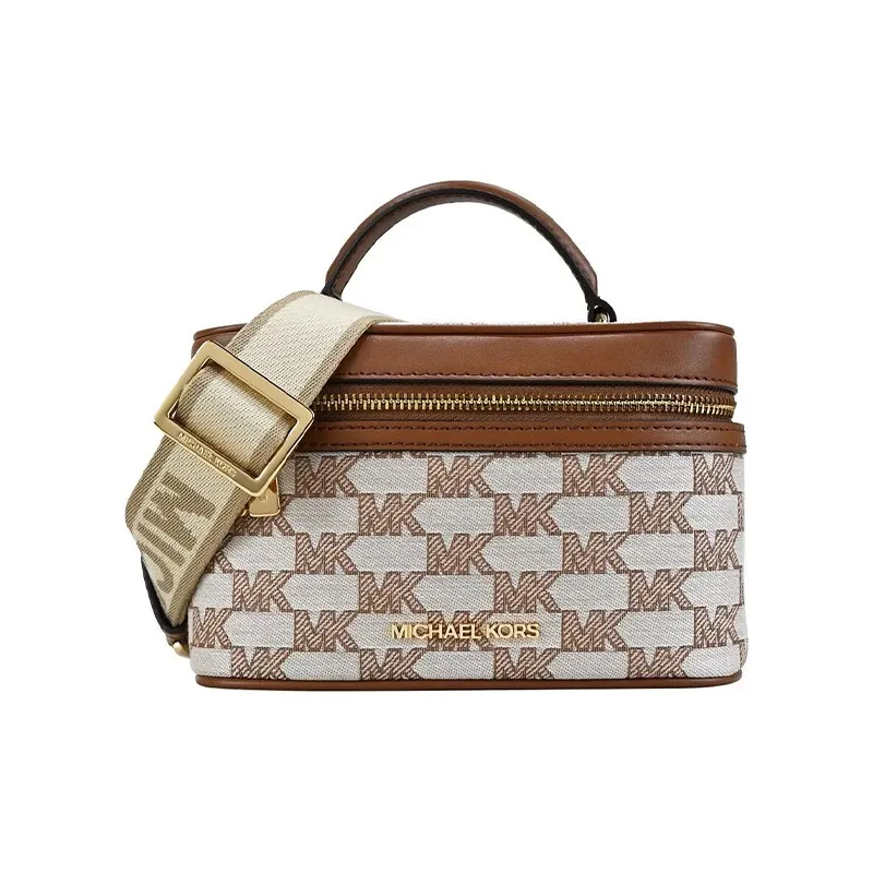 MICHAEL KORS Jet Set Fabric Box Bag, Makeup Bag, Handbag, Shoulder Bag, Crossbody Bag Regular Women's Brown-0