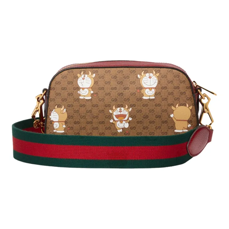 GUCCI Canvas With Leather Camera Bag, Shoulder Bag, Crossbody Bag Unisex-2