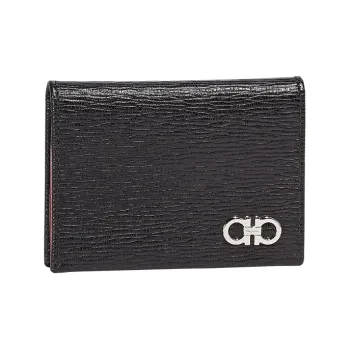 FERRAGAMO Cow Leather Card Holder Men's Black