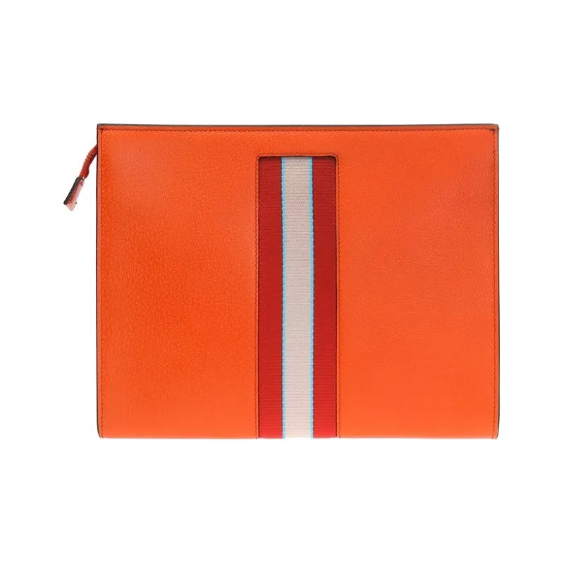 GUCCI Grain Leather Clutch Men's Orange-2