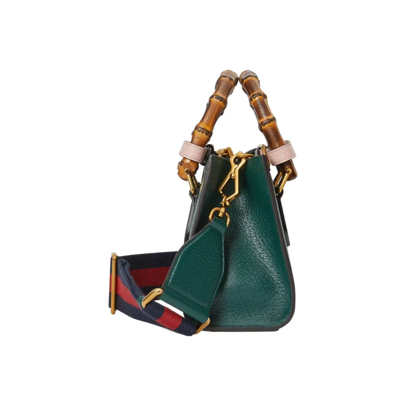 GUCCI Diana Leather One Shoulder Handbags Mini Women's Green-3