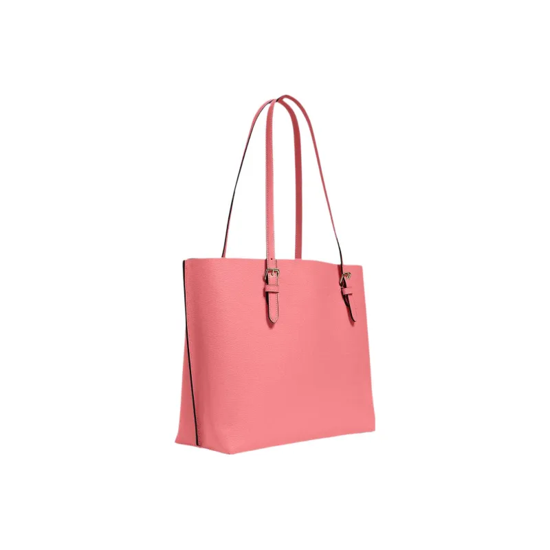 COACH Mollie Leather Tote Bag, Shopping Bag, Shoulder Bag Tubas Women's Toffee Pink & Gold-1