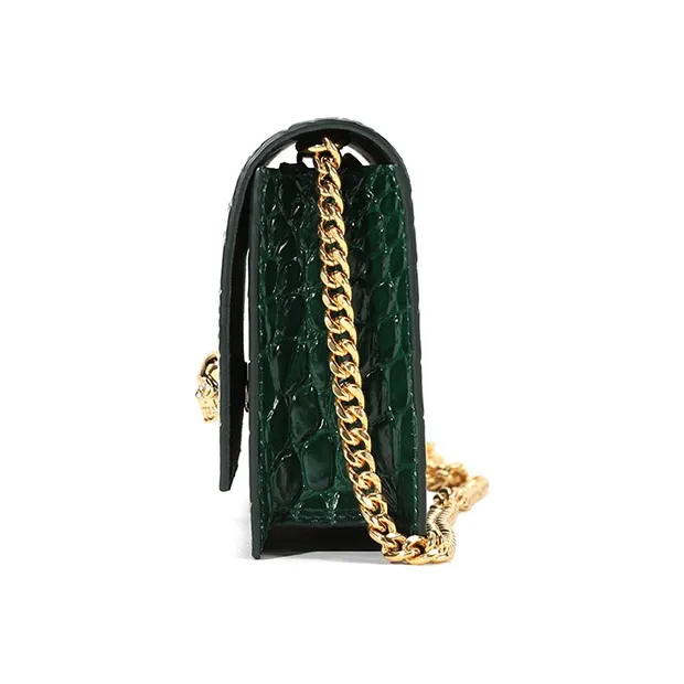 Alexander McQueen Skull Leather Crossbody Bag Shoulder Bag Women's Dark Green-2