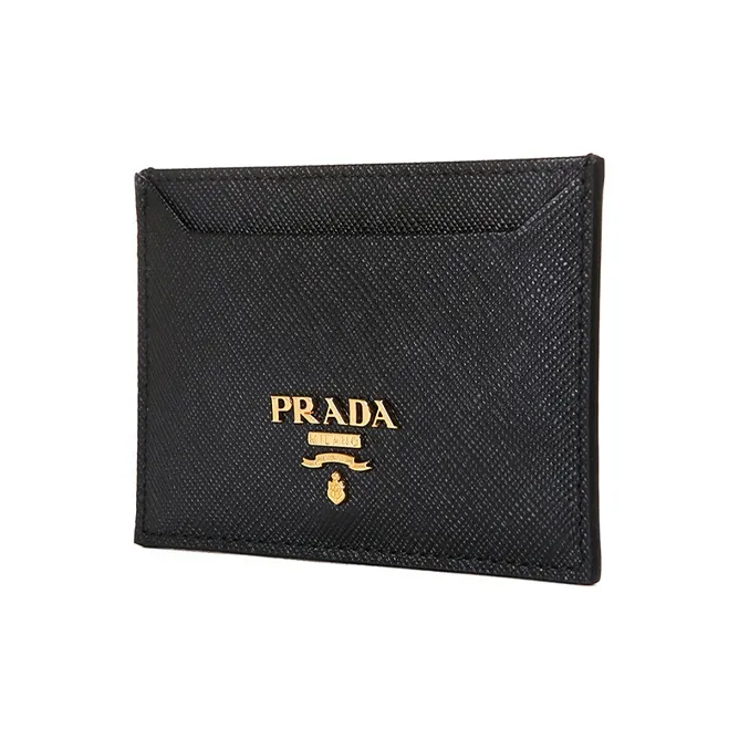 PRADA Saffiano Leather Card Holder Women's Black-1