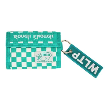 Rough Enough Canvas Bag Keychain Wallet Card Holder Zero Wallet Unisex Green White