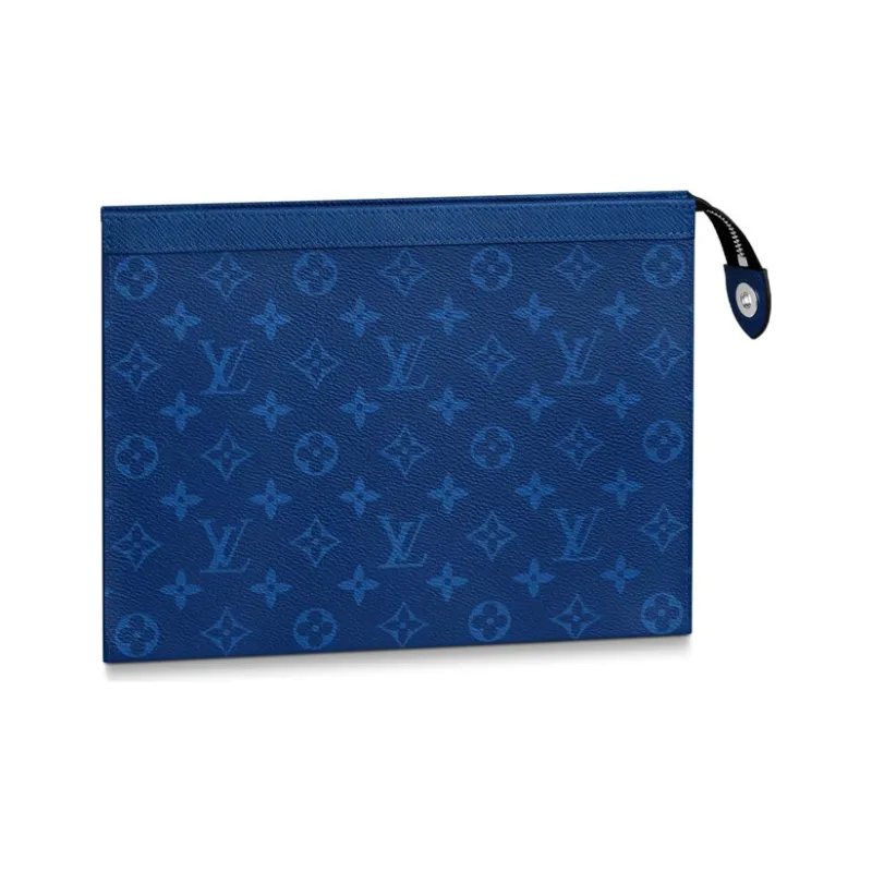 LOUIS VUITTON Pochette Voyage Monogram Eclipse Taiga Leather Mm Pacific Blue-1