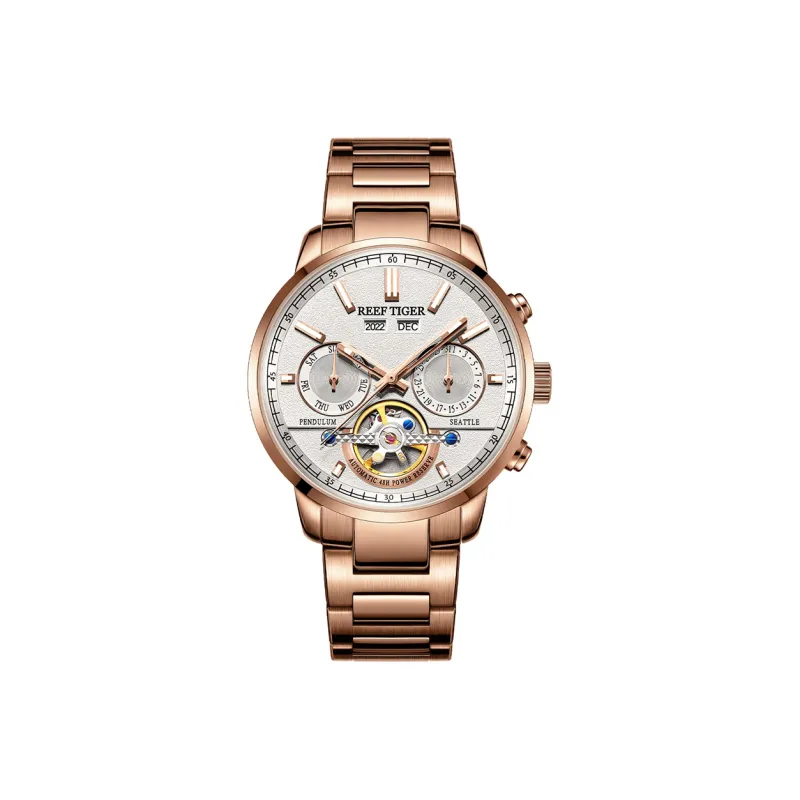 REEF TIGER Seattle Collection-Captain II Mechanical Movement Watch Men's Watches Black Dial RGA1667-JB-0