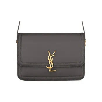SAINT LAURENT SOLFERINO Leather Tofu Bag, Shoulder Bag, Crossbody Bag Medium Size Women's Gray White