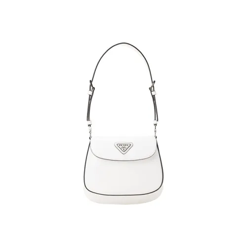 PRADA Cleo Leather Shoulder Bag Women's White