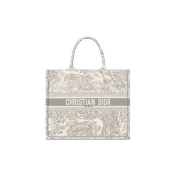 DIOR BookTote Embroidery Tote Bag, Shopping Bag, Handbag Tubas Women's Gray