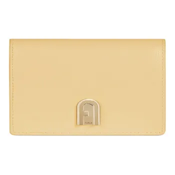 Furla Cow Leather Wallet Trumpets Women's Light Yellow
