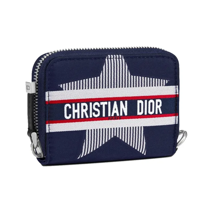DIOR Travel Tricolor Technical Fabric Coin Purse, Card Holder Unisex Red/Blue/White-2