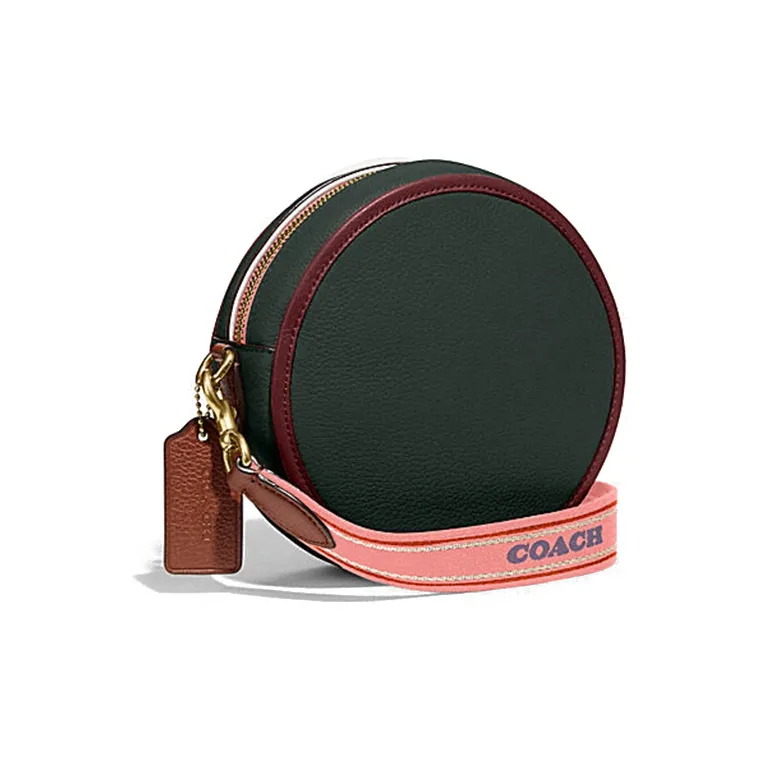 COACH Kia Leather Small Round Crossbody Bag Small Size Unisex Green-1