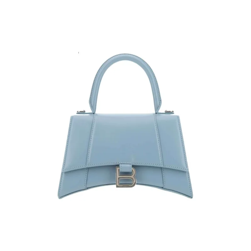 Balenciaga Leather Hourglass Bag Shoulder Bag Crossbody Bag Handbag Small Size Women's Blue-0
