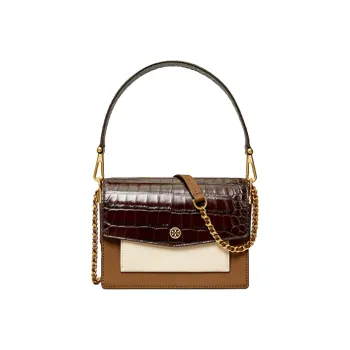 TORY BURCH Cow Leather Trunk Bag Crossbody Bag Shoulder Bag Women's Brown Multicolor