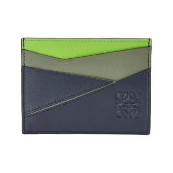 LOEWE Puzzle Cow Leather Card Holder Men's Blue
