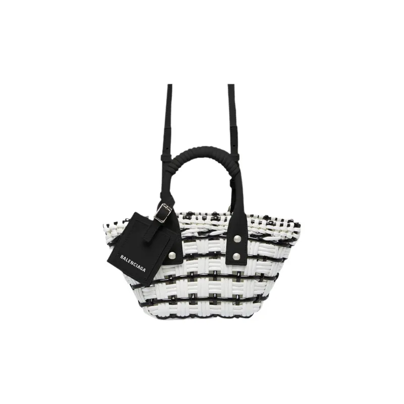 Balenciaga Cow Leather Handbag, Shoulder Bag, Crossbody Bag Women's Black White-1