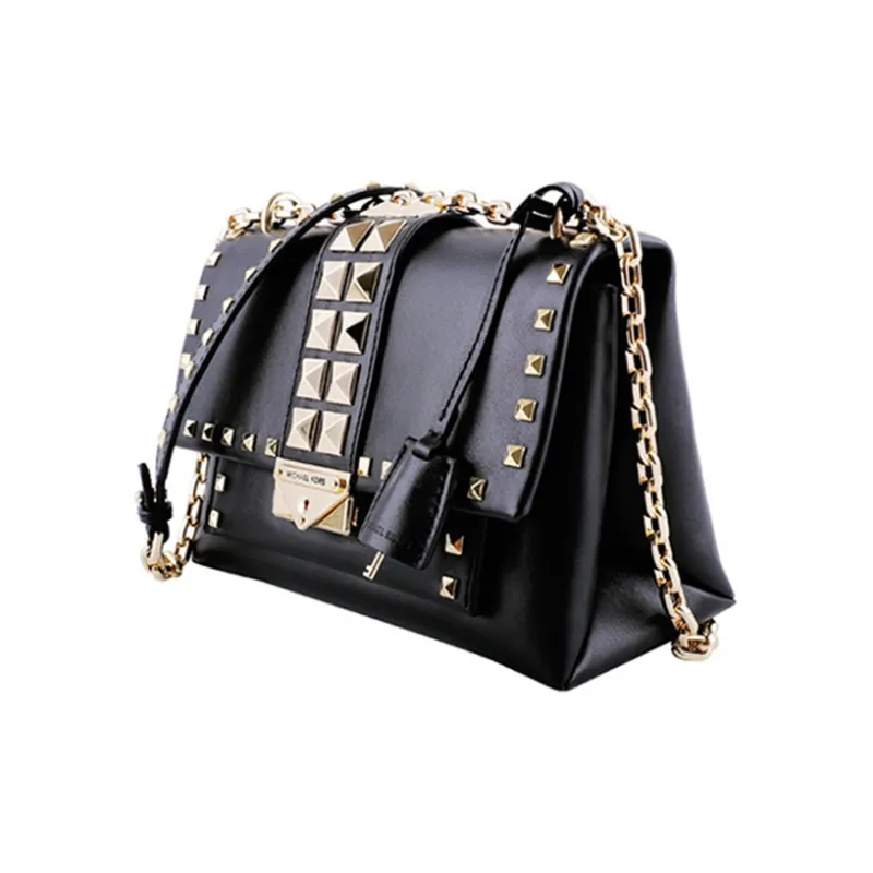 MICHAEL KORS Cece Leather Shoulder Bag, Crossbody Bag Medium Size Women's Pure Black-1