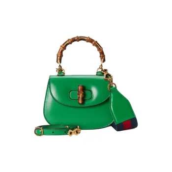 GUCCI Bamboo 1947 Leather Bamboo Bag Handbag, Shoulder Bag Mini Women's Green