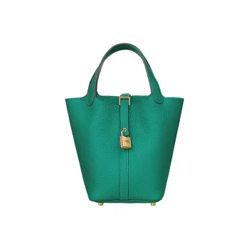 HERMES Picotin Lock Clemence Bullock Leather Basket Bag Handbag Bucket Bag Women's New Verona Green