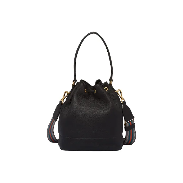 PRADA Cow Leather Bucket Bags Handbags Shoulder Bag Crossbody Bag Women's Black-2
