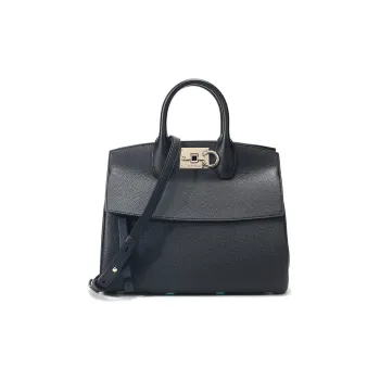 FERRAGAMO THE STUDIO Series Cow Leather Shoulder Bag, Crossbody Bag, Handbag Women's Black