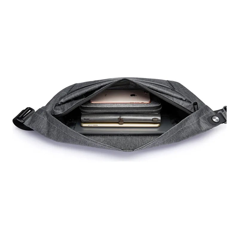 BANGE Oxford Sling Bag Messenger Bag Laptop Bag Shoulder Bag Crossbody Bag Regular Unisex Black/Gray-6