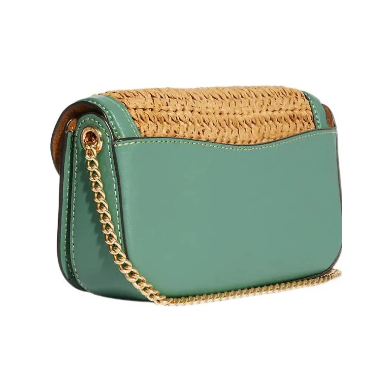 COACH Kleo Cow Leather Clutch, Wrist Bag, Crossbody Bag, Shoulder Bag Women's Khaki & Blue-1