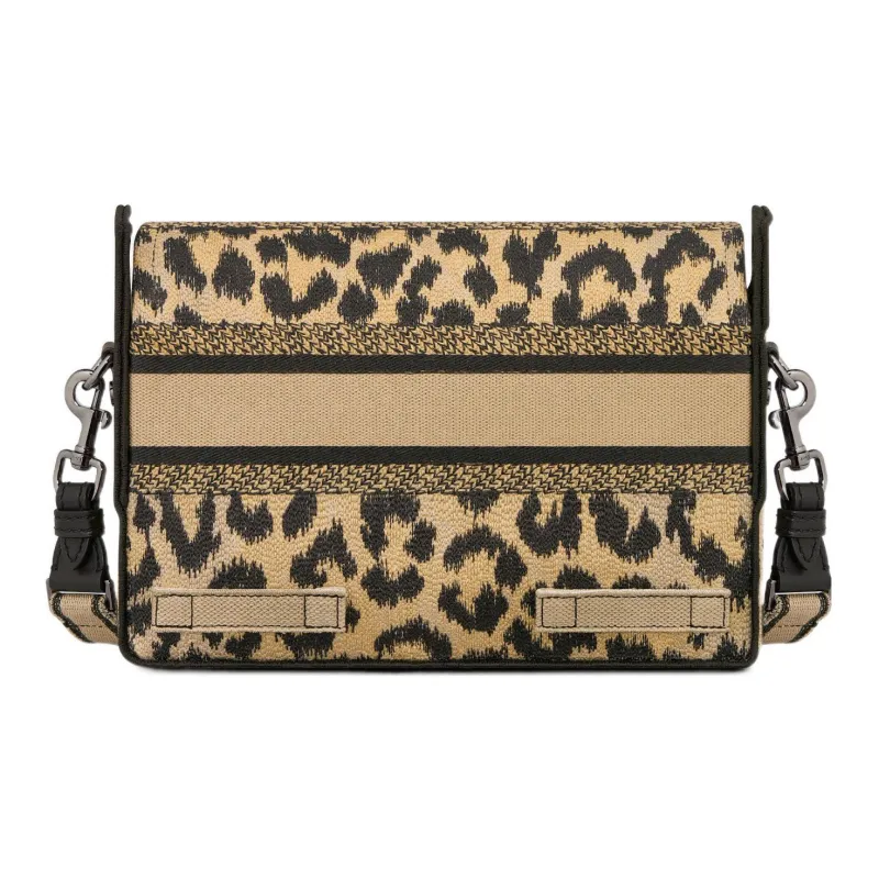 DIOR DiorCamp Embroidery Messenger Bag Shoulder Bag Crossbody Bag Small Size Women's Leopard Print-3