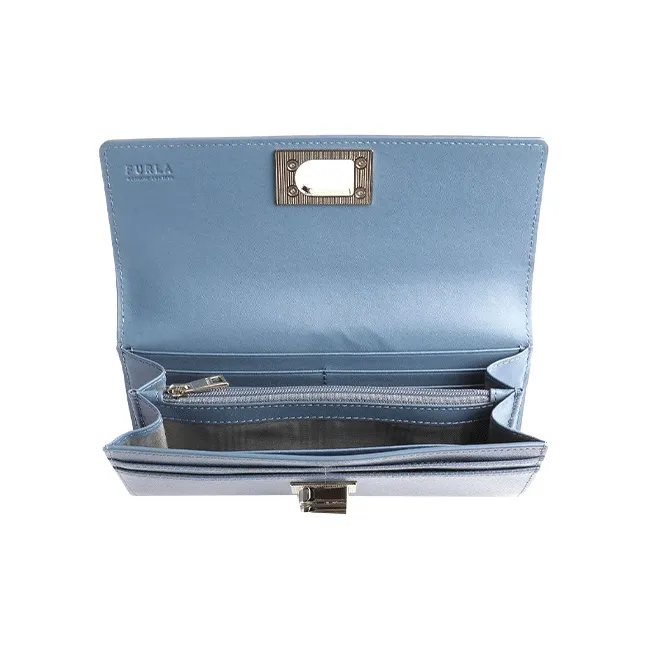 Furla 1927 Collection Grain Leather Wallet Women's Blue-2