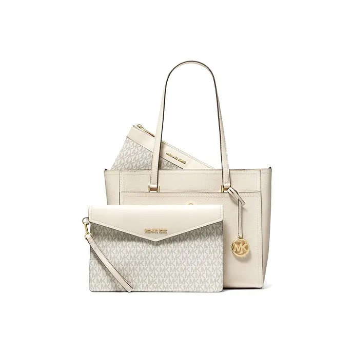 MICHAEL KORS Maisie Leather 3-in-1 Combo Bag Tote Bag Shoulder Bag Crossbody Bag Large Size Women's Cream White-0