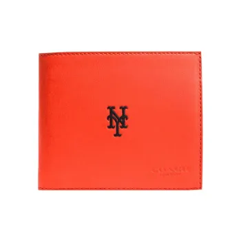 COACH MLB Collaboration 3 IN 1 Wallet Cow Leather Wallets With Money Clip Men's Red