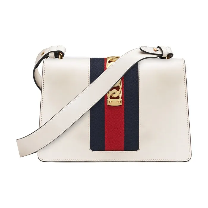 GUCCI Sylvie Leather Portable Crossbody Bag Shoulder Bag Women's White-1