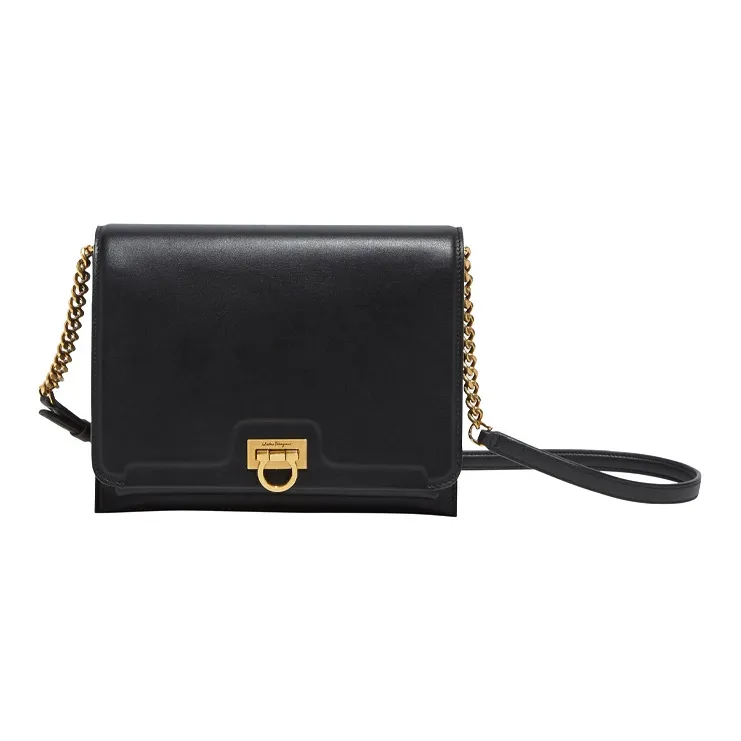 FERRAGAMO Leather Flap Bag Shoulder Bag Crossbody Bag Regular Women's Black-0